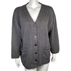 Jacque & KoKo Button Front Cardigan Sweater Size 18 / 20 Gray V Neck Vintage
